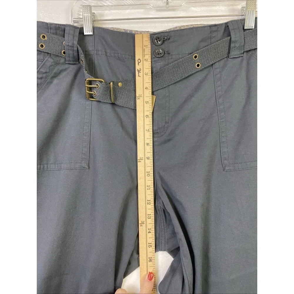 New Izod Chino Pants Belted‎ Stretch 20W Blue Femme Plus Straight leg High rise